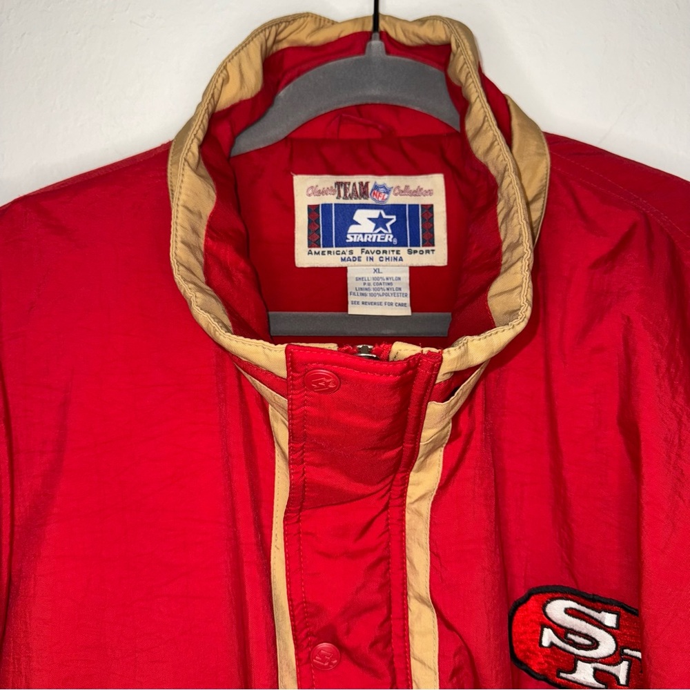 Vintage Rare 90s Starter San Francisco 49ers Puffer Jacket Red NFL Star XL EUC - Picture 2 of 10